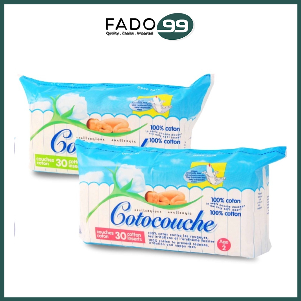 Bỉm Lót Dạng Miếng Đặt Bên Trong Quần Của Bé 1-2 Tuổi Cotocouche Từ Pháp Bịch 30 Miếng