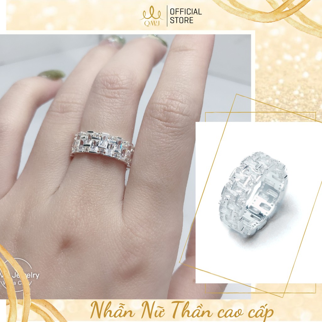 QMJ Nhẫn bạc Nữ Thần nạm đá maget lấp lánh, sang trọng dòng cao cấp Q277