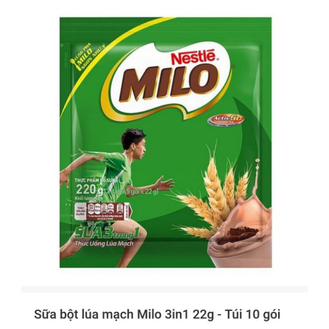 Sữa bột lúa mạch Milo 3in1 22g - Túi 10 gói