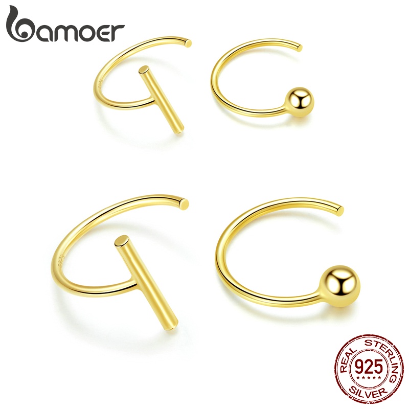 Bông tai Bamoer bằng bạc 925 thiết kế đơn giản thịnh hành