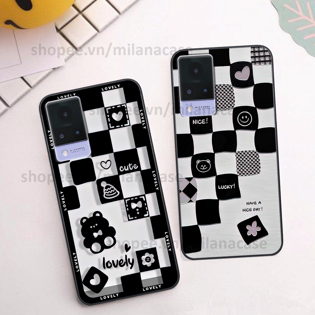 Ốp Vivo V21 5G in hình caro trái tim siêu đẹp, siêu nét đầy phong cách cá tính