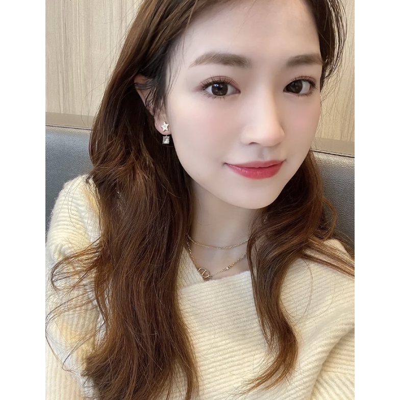 Bông Tai Dior Hình Vuông Đính Đá Bằng Thép Titan Thời Trang Sang Trọng Cho Nữ