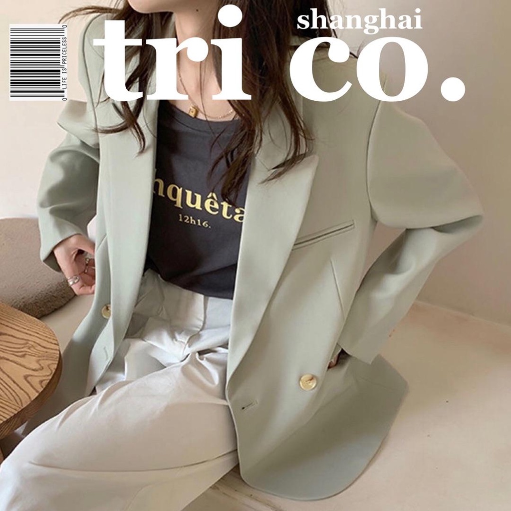 Áo khoác blazer hai nút dáng rộng cỡ lớn thiết kế thời trang phong cách xuân thu cho nữ | BigBuy360 - bigbuy360.vn