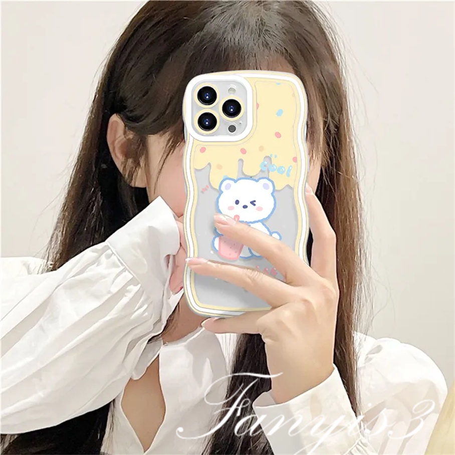 Ốp Điện Thoại TPU Mềm Hình Gấu Uống Trà Sữa Cho iPhone 14 13 12 11 Pro Max X XR Xs Max 8 7 6 6s Plus SE 2020