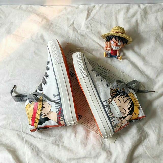 Giày Ulzzang dáng Converse hình anime one piece siêu ngầu