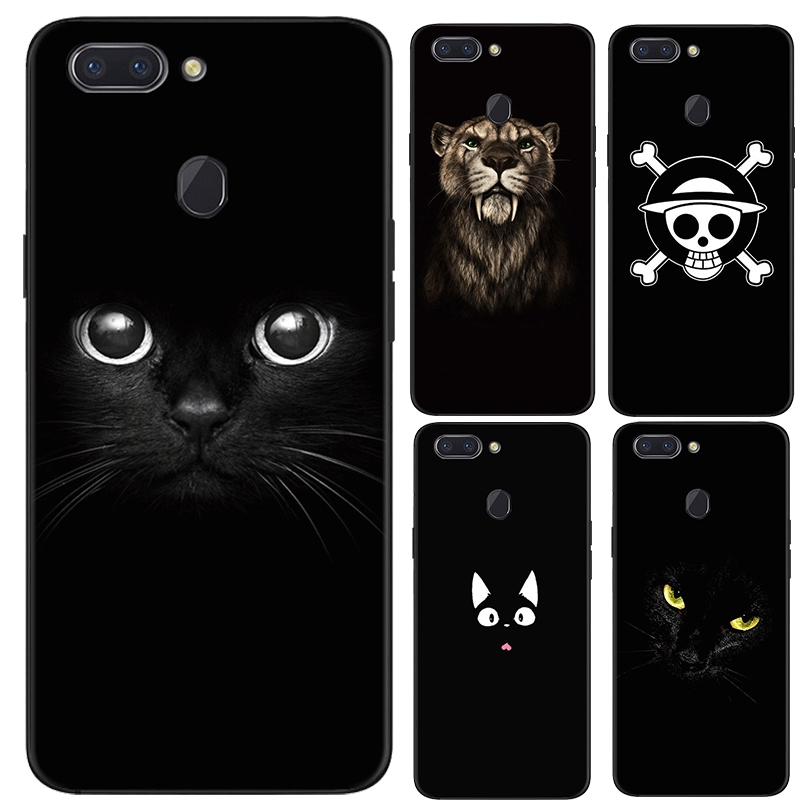 Ốp điện thoại mềm họa tiết mèo đen nhiều kiểu tùy chọn dành cho OPPO A3S A5 A37 A39 A5S A7 A59 A77 F1S F3 F5 F7 F9