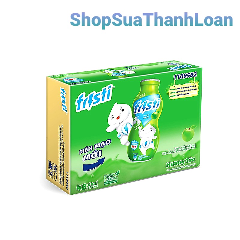 [HSD T12-2023] Thùng 48 Chai Sữa Chua Uống Fristi Hương Táo 80ml.
