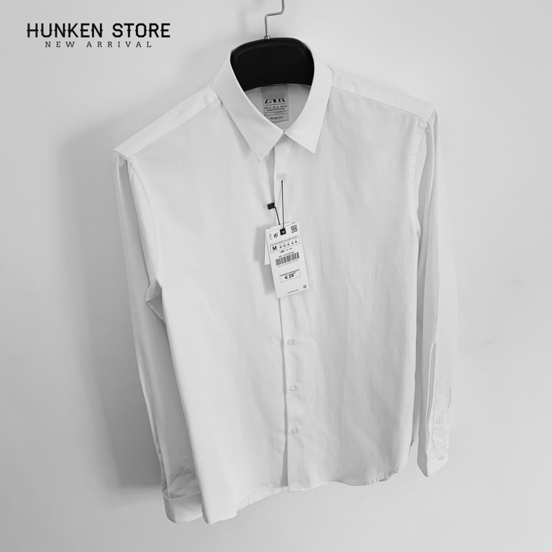 Áo sơ mi nam ZR tay dài basic trắng đen xanh Sơ mi trơn đẹp công sở Cotton gân chéo cao cấp sang trọng | HunKen Store