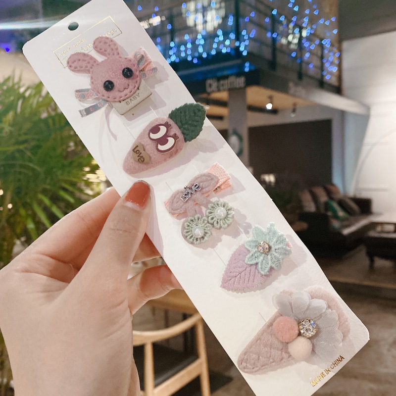 Bộ Kẹp Tóc Dễ Thương Kiểu Hoạt Hình Phong Cách Hàn Quốc Cho Bé Gái
