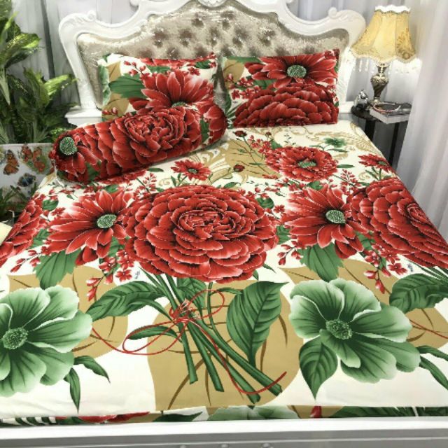 Bộ Drap Thun THÁI LAN 3D mát lạnh 4 món
