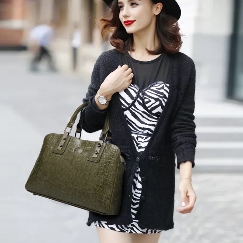 Túi IELGY đeo vai họa tiết da cá sấu thời trang Âu Mỹ dành cho nữ