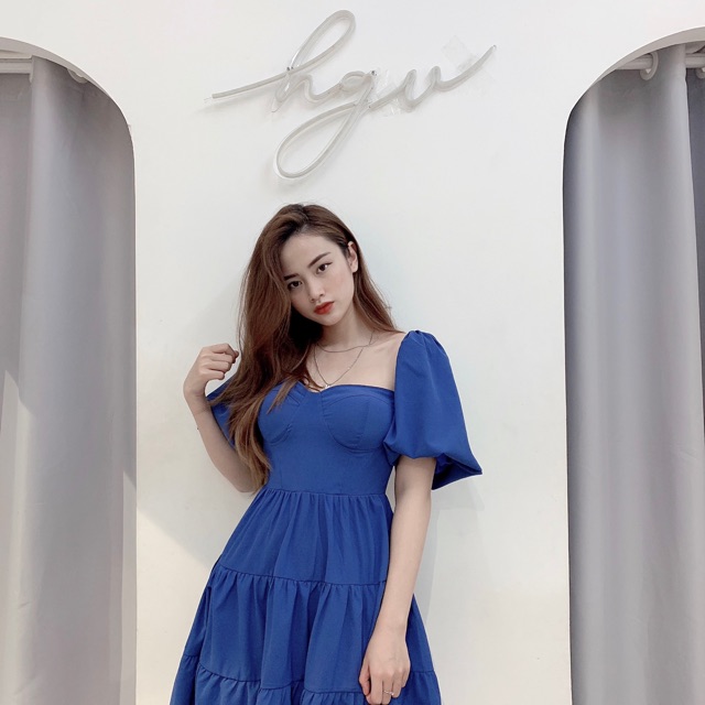 Váy cúp ngực xanh