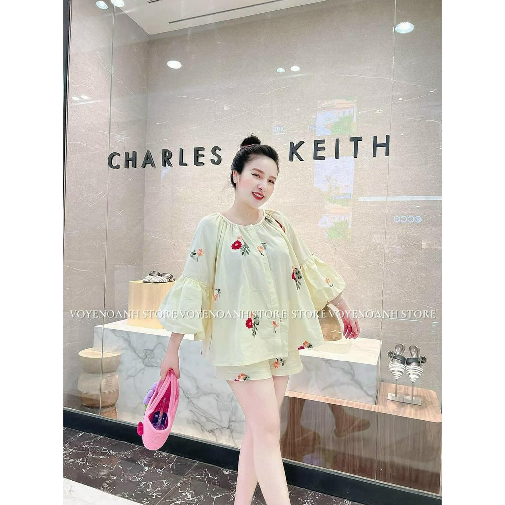 Bộ babydooll tay loe dễ thương,sét bộ đùi hoa chéo dày cao cấp,thời trang dạo phố xinh xĩu