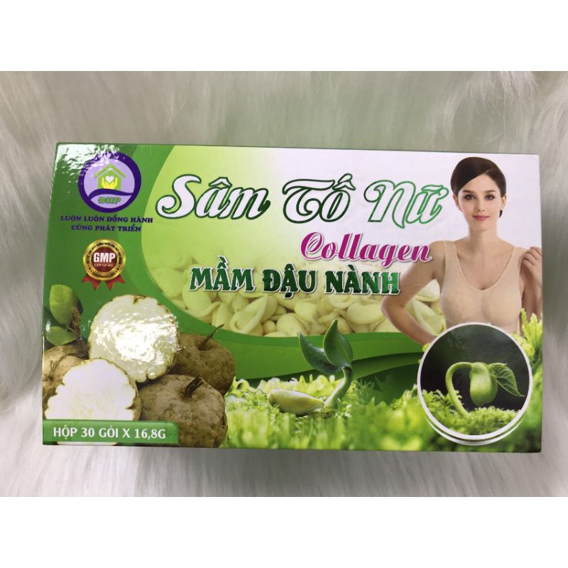 Viên Uống Trắng Da, Sâm tố nữ Collagen mầm đậu nành - Cân bằng nội tiết tố, săn chắc vòng ngực - Chuẩn GMP bộ y tế