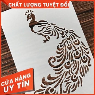 Khuôn vẽ mica dẻo hình chim công 13x20cm