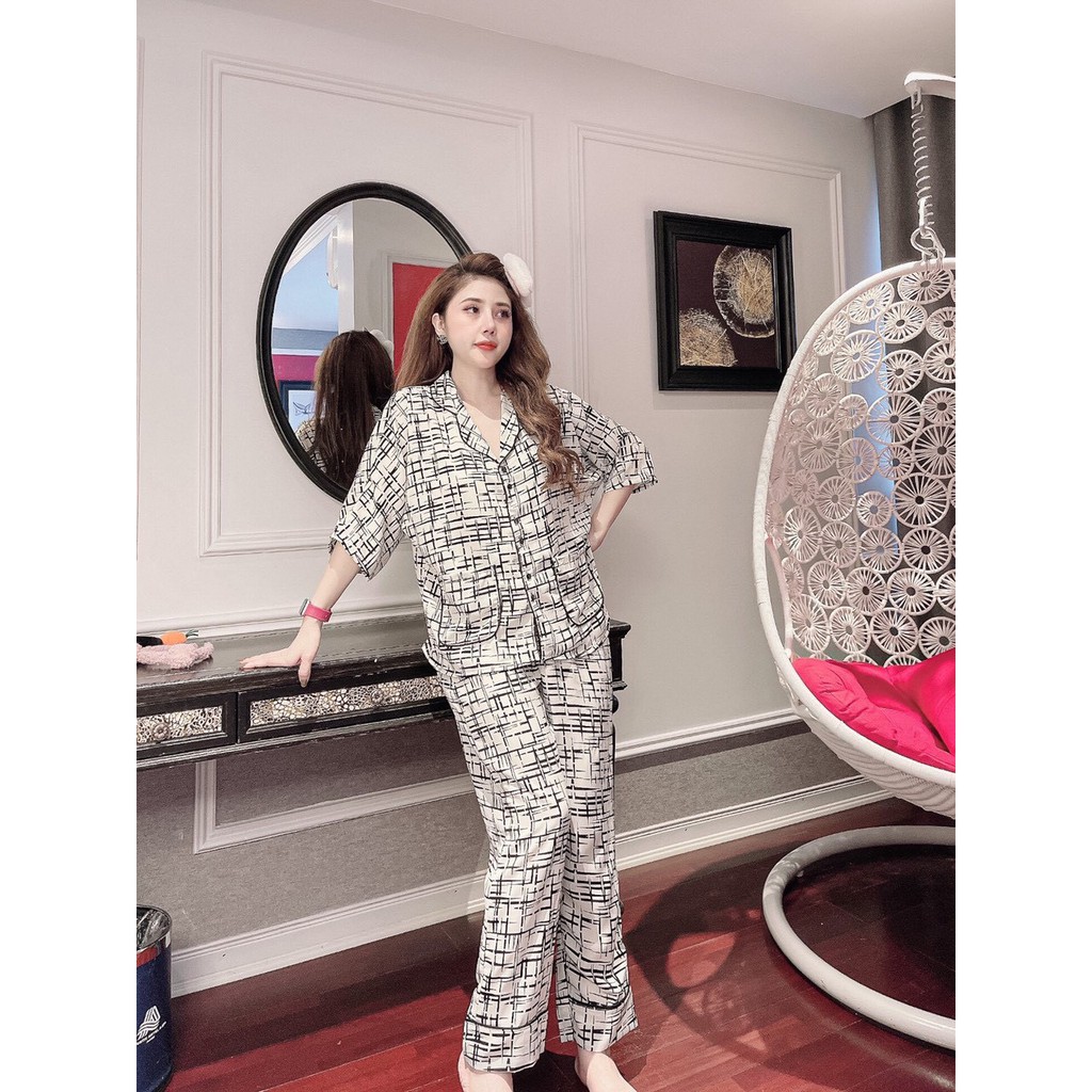 Đồ Bộ Pijama - Bộ lụa Latin hoạ tiết Cao cấp