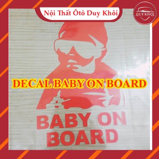 Tem trang trí decal Baby On Board, Sticker hình dán cảnh báo xe ô tô