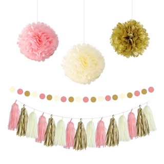 Set 5 Tua Rua Giấy Lụa Trang Trí Sinh Nhật, Party