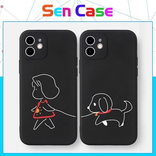 Ốp Lưng Iphone Cạnh Vuông Hình Ốp Đôi Dắt Chó, BVC Cho Iphone6/6s/7/8/7plus/8plus/6plus/6splus/11/11pro//11promax/x/xs