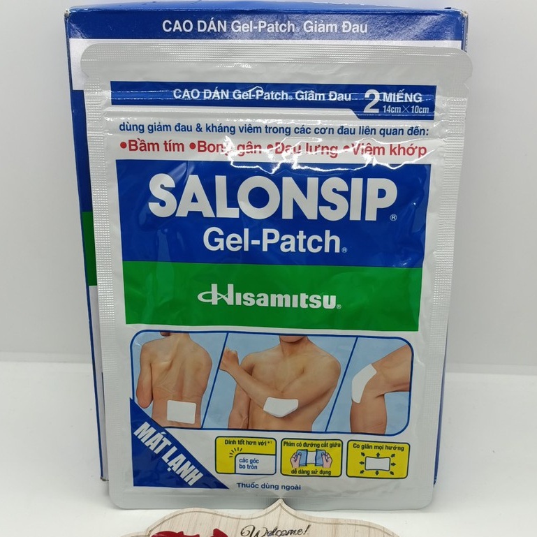 Cao dán giảm đau Salonsip Gel-Patch mát lạnh gói 2 miếng