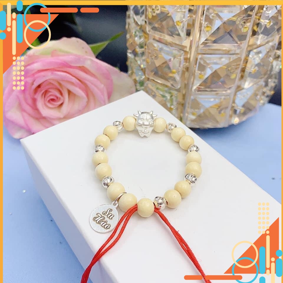 Vòng tay dâu tằm mix con giáp và bi bạc ta cho bé trai bé gái,có khắc tên MIỄN PHÍ CÔNG KHẮC