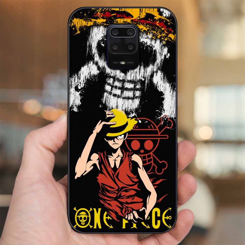 Ốp lưng Xiaomi Redmi Note 9s, Note 9 Pro viền đen in hình Luffy One Piece