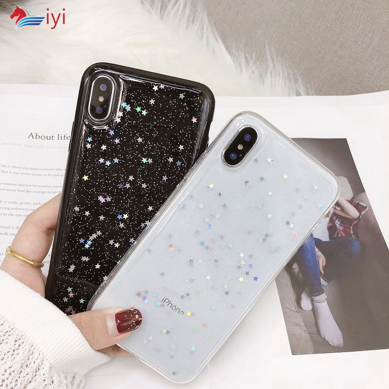 Ốp điện thoại đính kim tuyến ngôi sao lấp lánh cho iPhone 6/6s/6+/7/7+/8/8+/X/XR/XS/XS Max