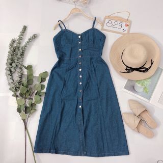 Đầm Jean 2 dây cúp ngực-Đ829