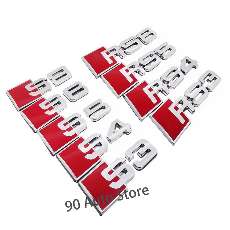 Miếng Dán Kim Loại Hình Chữ 3D Trang Trí Xe Hơi Audi S3 S4 S5 S6 S8 RS3 RS4 RS5 RS6 RS8
