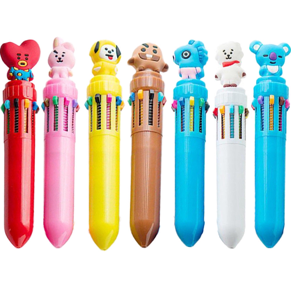 Bút bi nhiều màu hình nhân vật BT21 BTS dụng cụ học tập