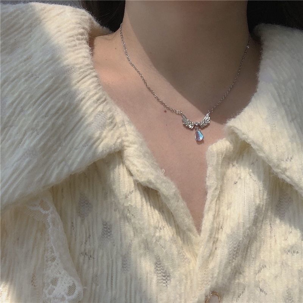 Vòng cổ mặt cánh thiên thần đính đá màu sắc đơn giản thời trang cho nữ