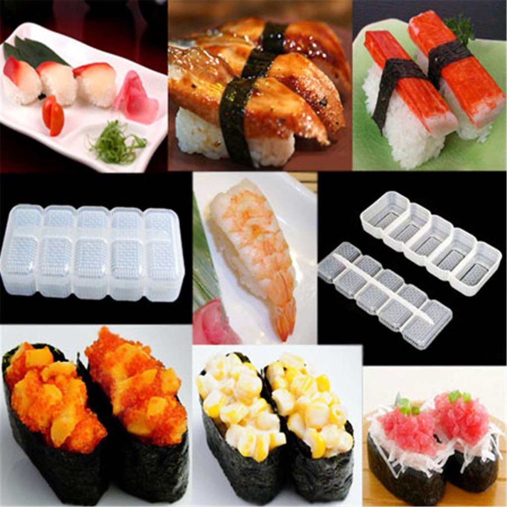 CONOPERY Khuôn Làm Sushi 5 Ngăn Chống Dính Tiện Dụng