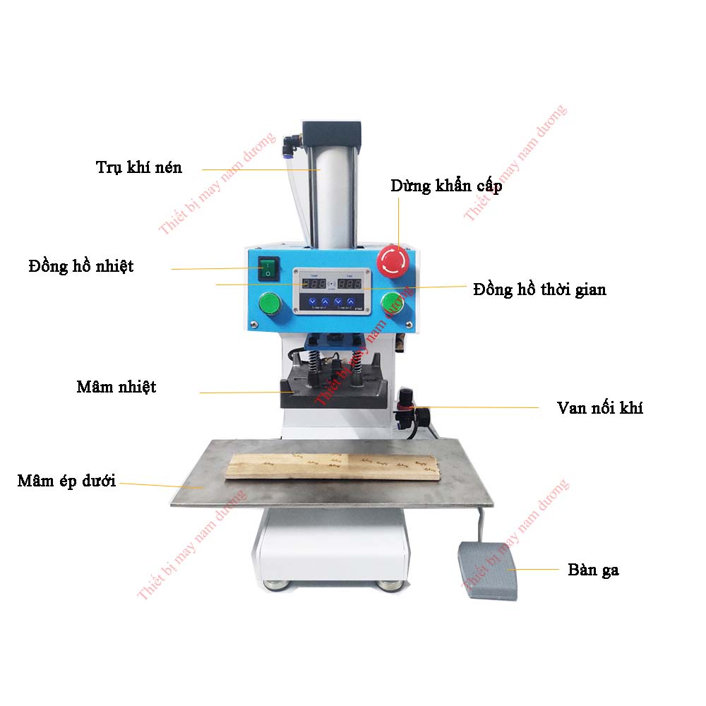 Máy ép nhiệt lên gỗ &gt; máy ép hình lên da &gt; ép hình nhựa ( đã bao gồm bình nén khí )