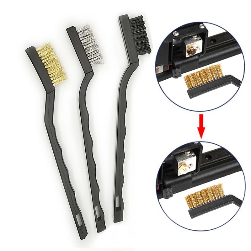 Bộ 3 Bàn Chải Cứng Làm Sạch Vòi Máy In 3D Bằng Đồng / Nylon / Thép