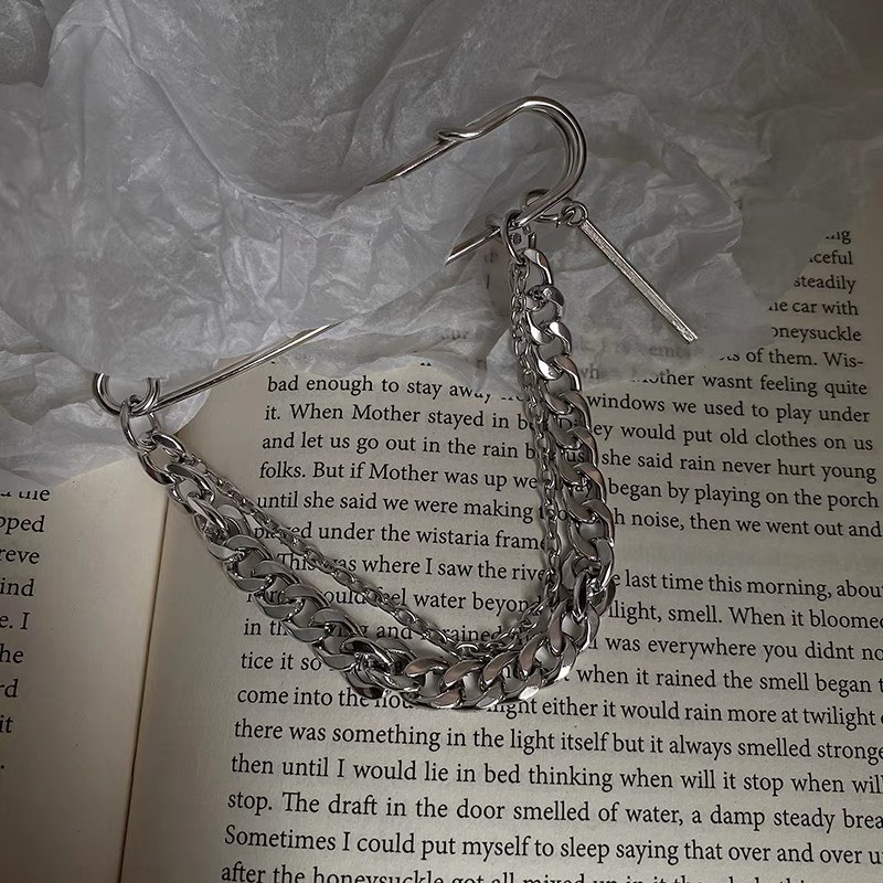 Ghim cài áo bản to xích rơi cá tính Ghim trang trí quần áo dành cho nam nữ