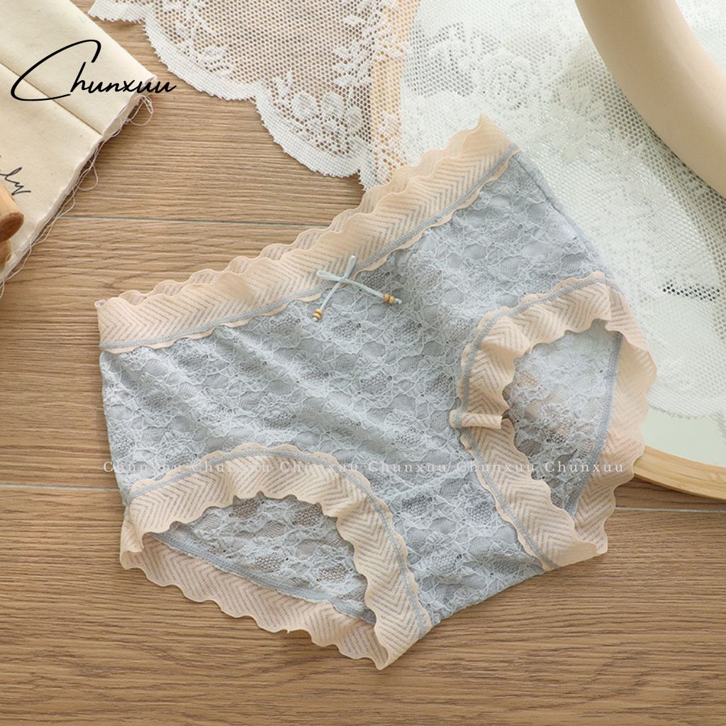 Quần lót nữ ren cao cấp CHUNXUU tông màu pastel chất liệu kháng khuẩn, phối nơ xinh xắn - QC78