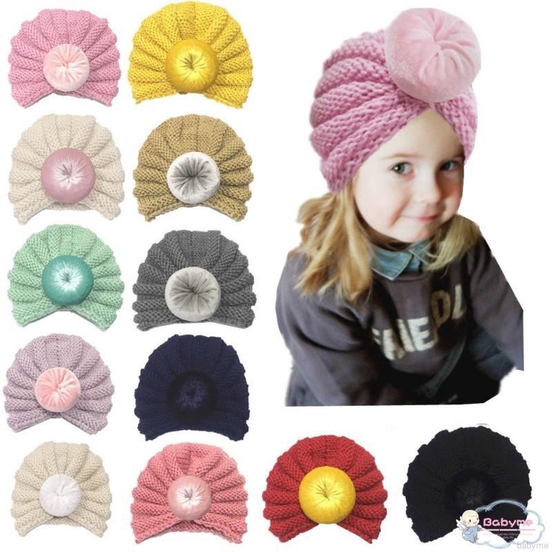 Mũ turban dễ thương cục tròn cho bé gái(0-12 tháng)