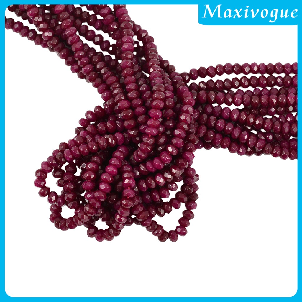 Chuỗi hạt đá ruby tự nhiên 2x4mm dài 15''