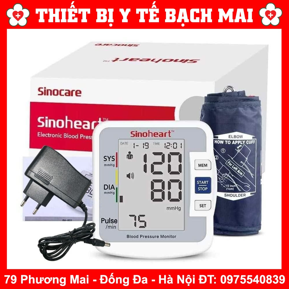 Máy Đo Huyết Áp Bắp Tay Sinoheart BA-801 - Có Màn Hình Điện Tử LCD - Có Giọng Nói Tiếng Việt