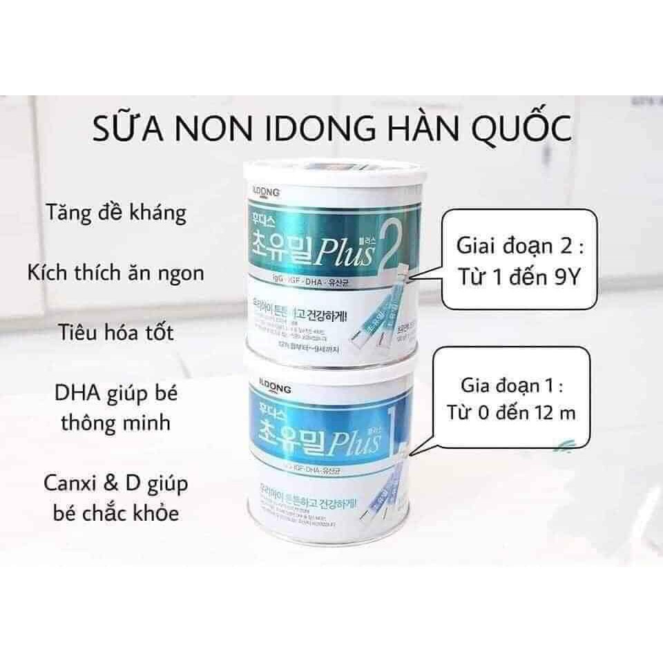 Sữa Non IDONG Plus số 1, 2, men tiêu hóa, sắt nội địa Hàn Quốc date mới nhất