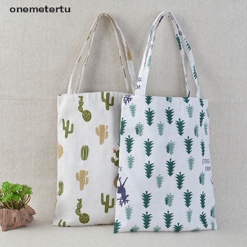 [onemetertu] 1x Túi tote Mua Sắm Ngoài Trời Bằng Vải Lanh Hình Xương Rồng Thông Sinh Thái
