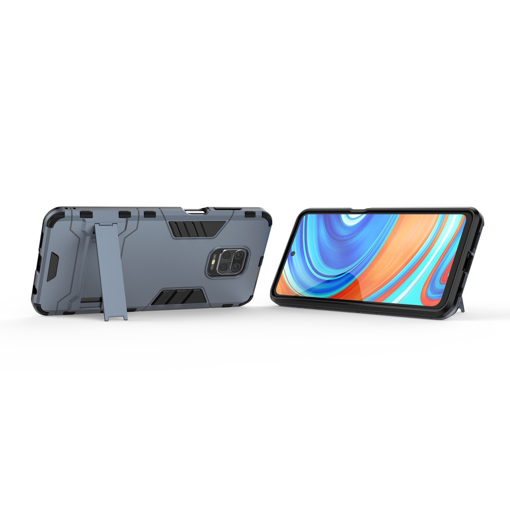 Xiaomi Redmi Note 9s note9s - Ốp lưng chống sốc iron man 2 lớp bảo vệ, bo viền máy 360 độ, chân chống lưng máy tiện lợi