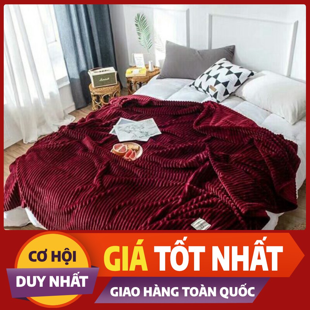 Chăn nhung tuyết kẻ tăm, chăn văn phòng kích thước 2mx2m3