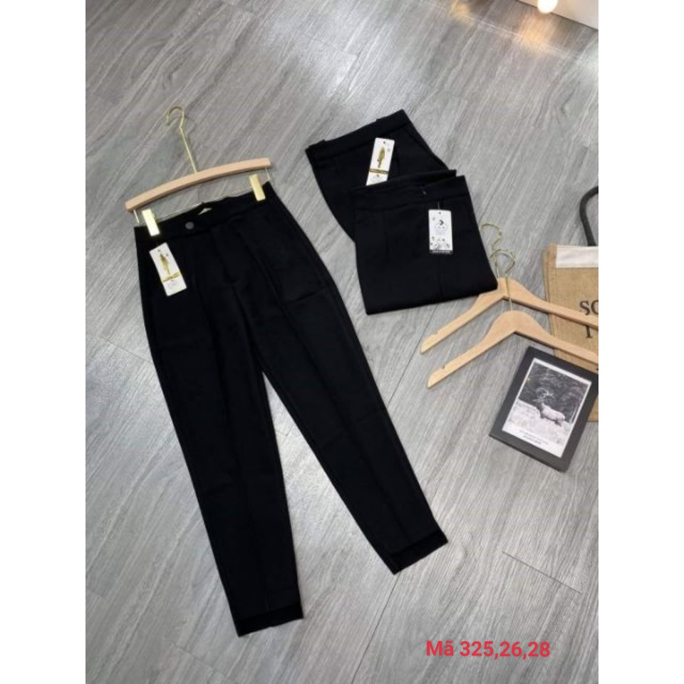 Quần Baggy nữ chất vải tuyết mưa màu đen hợp Đi làm, học và chơi - Tôn dáng - Quần tây công sở dài