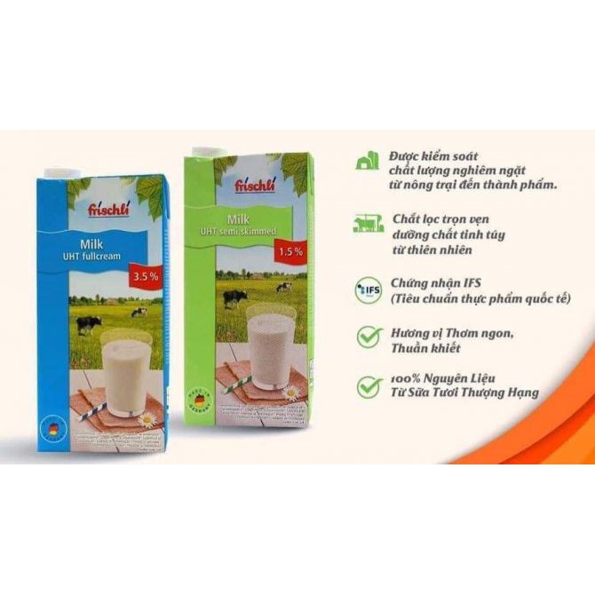 Sữa tươi Frischli nguyên kem được sản xuất từ 100% sữa bò nguyên kem