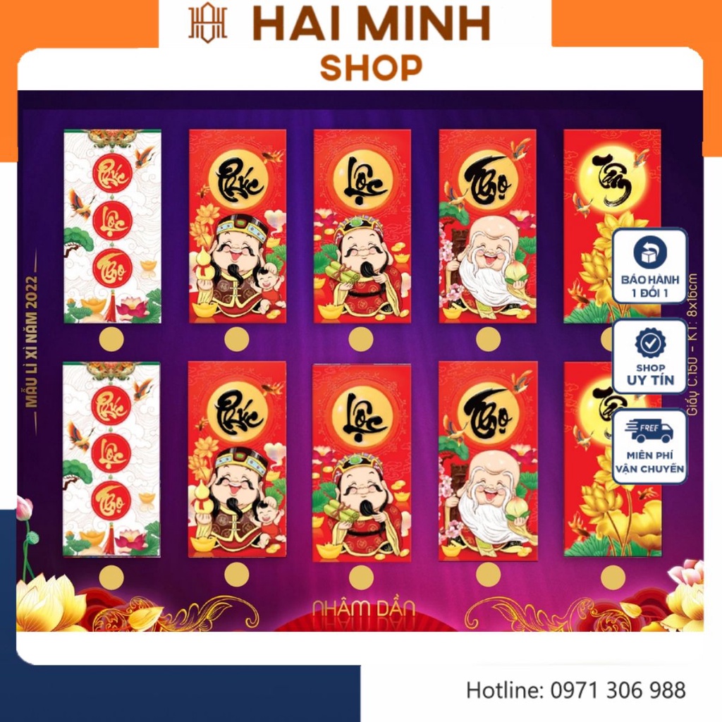 10 Bao Lì Xì Tết 2022 siêu đẹp lì xì may mắn tài lộc tết Nhâm Dần HMS05