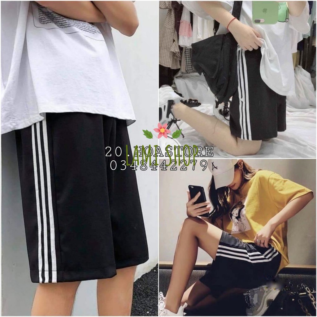 [Mã FASHIONT4WA2 giảm 10K đơn 50K] Quần Lửng 3 Sọc Dành Cho Nam và Nữ Chất Poly Cao Cấp