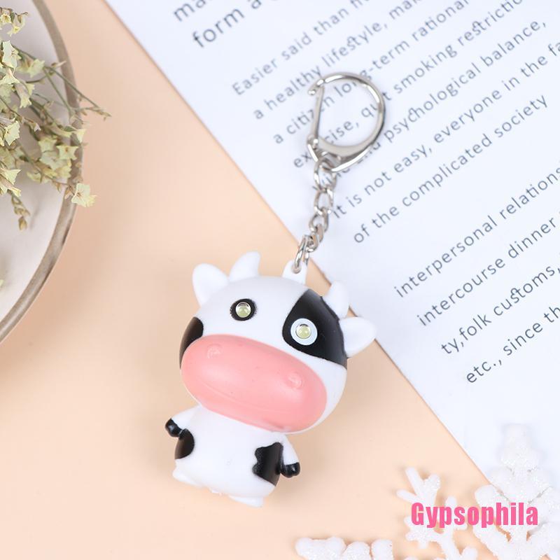 Móc Khóa Hình Bò Sữa Có Đèn Led