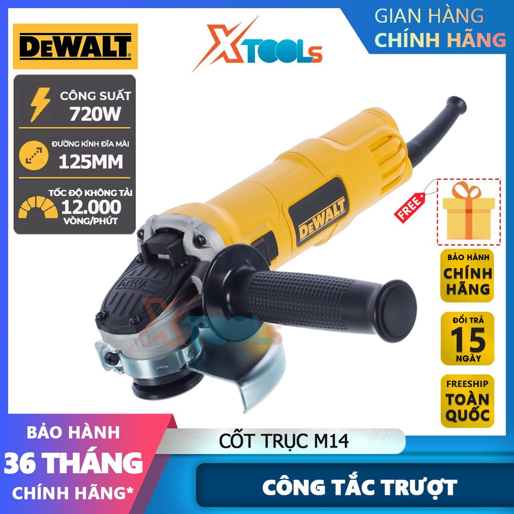 Mày mài cầm tay Dewalt DWE8110S-B1 125mm/M10/720w công tắc trượt, mạnh mẽ, gọn tay máy mài góc [CHÍNH HÃNG][XTOOLS]
