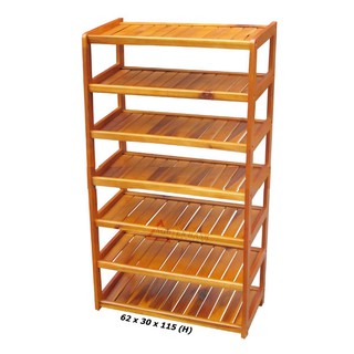 Kệ giày dép 7 tầng rộng 60cm gỗ tự nhiên 100%- vàng